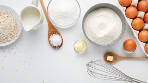 Baking Tools and Materials on White Surface