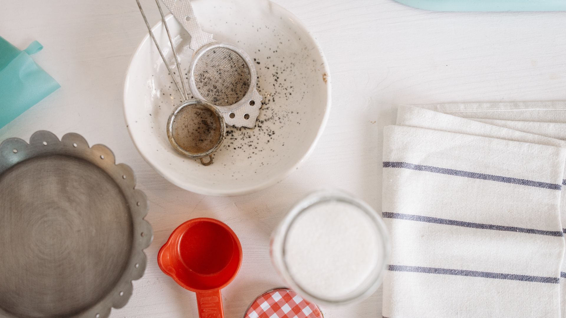 Baking Tools on the White Wooden Table