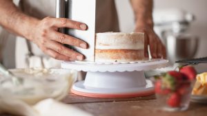 A Person Baking a Cake