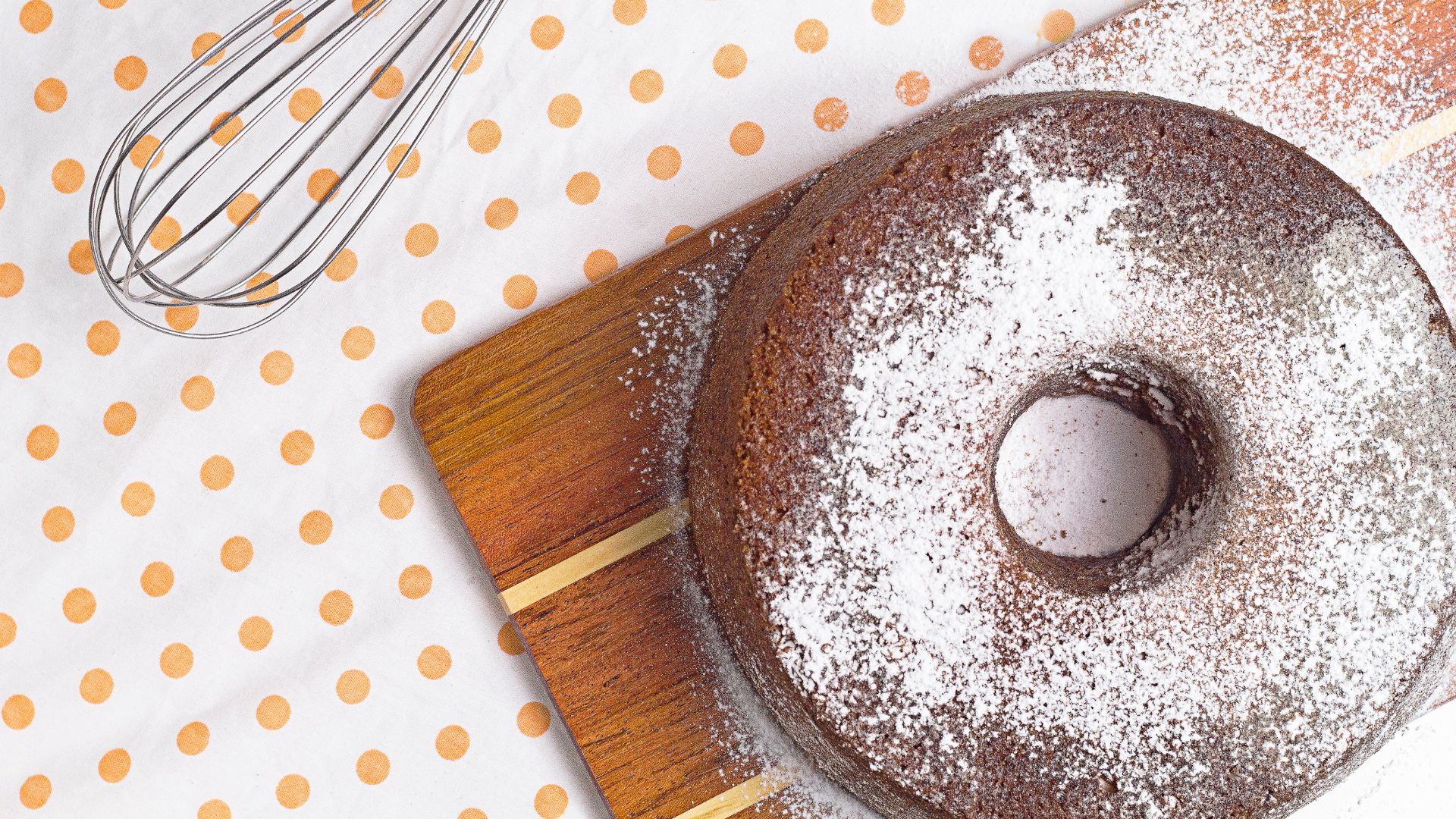 A Top View of a Cake Dusted with Powdered Sugar