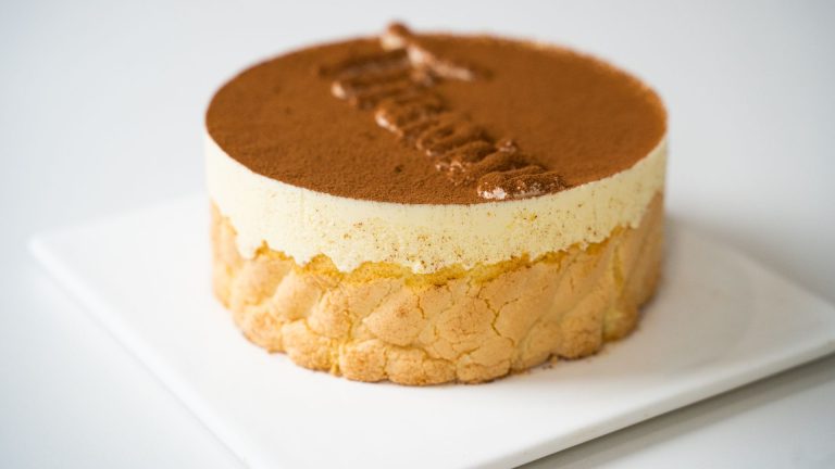 Tiramisu Cake on the Ceramic Plate